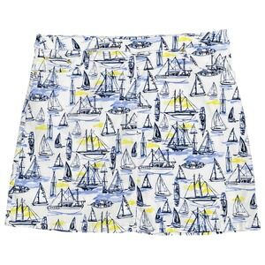 Hearts of Palm Sailboat Skort Women 14 White Blue Nautical Coastal Skirt Golf